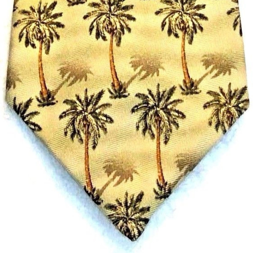 Tommy Bahama 4 1/4" 58" Green Palm Print Silk Tied